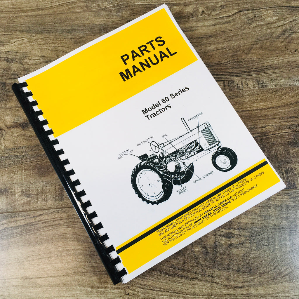 PARTS MANUAL FOR JOHN DEERE 60 TRACTOR CATALOG EXPLODED VIEWS NUMBERS  ASSEMBLY