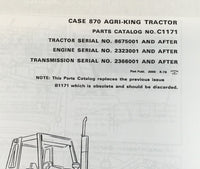 Case 870 Tractor Service Manual Parts Catalog Operators Owners Set SN 8736001-Up