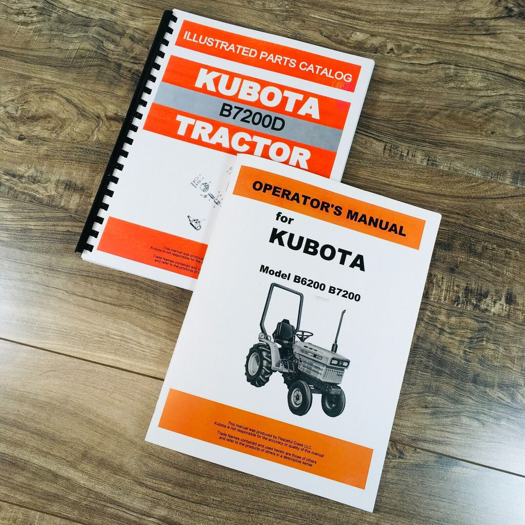 Kubota B7200D Tractor Parts Operators Manual Catalog Owners Book 4WD