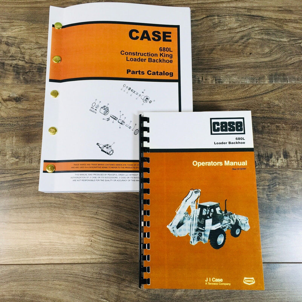 Case 680L Construction King Loader Backhoe Parts Catalog Operators Manual Set
