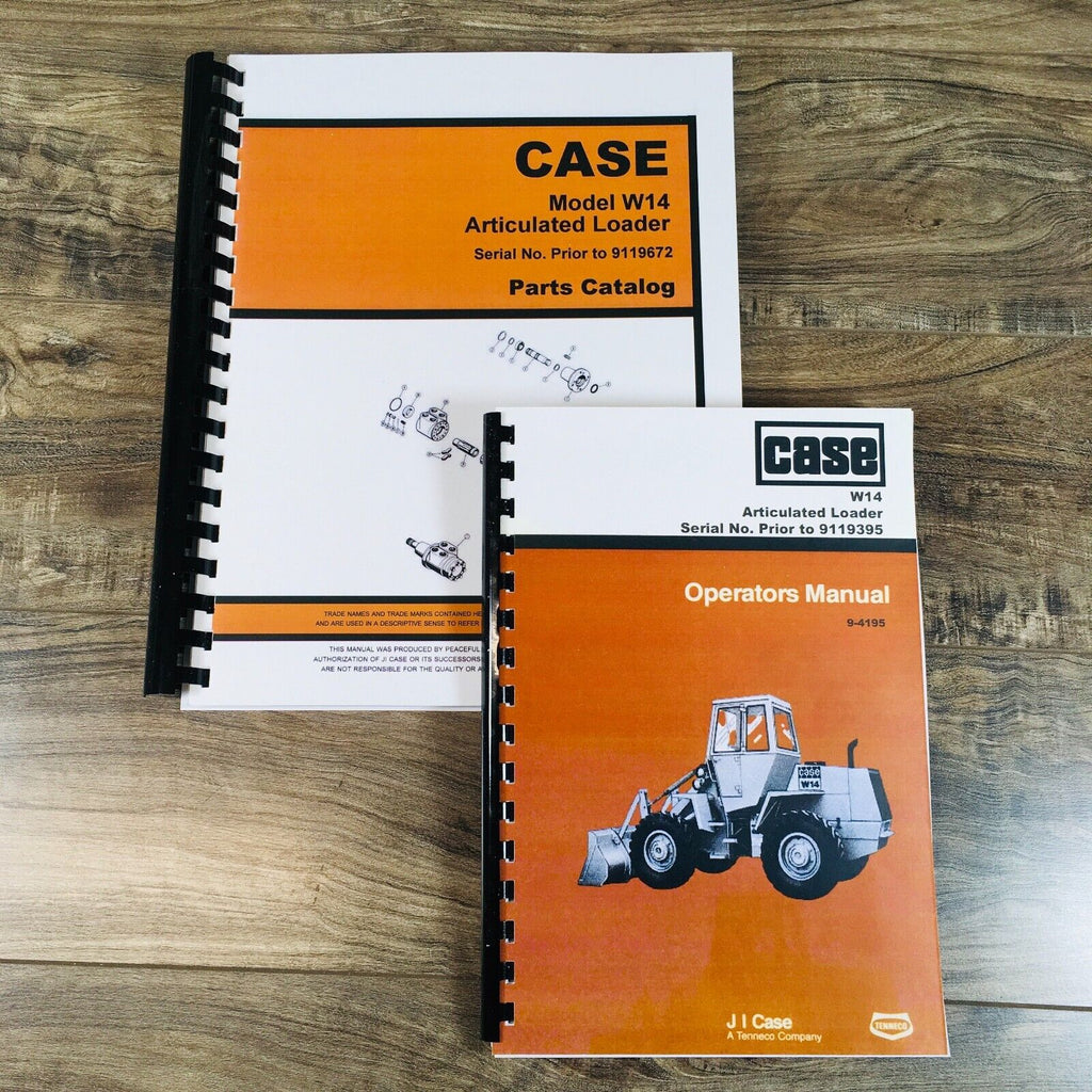 Case W14 Articulated Loader Parts Manual Catalog Operators Set Prior to 9119395