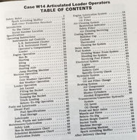 Case W14 Articulated Loader Operators Manual Owners Book S/N 9119395-9119672