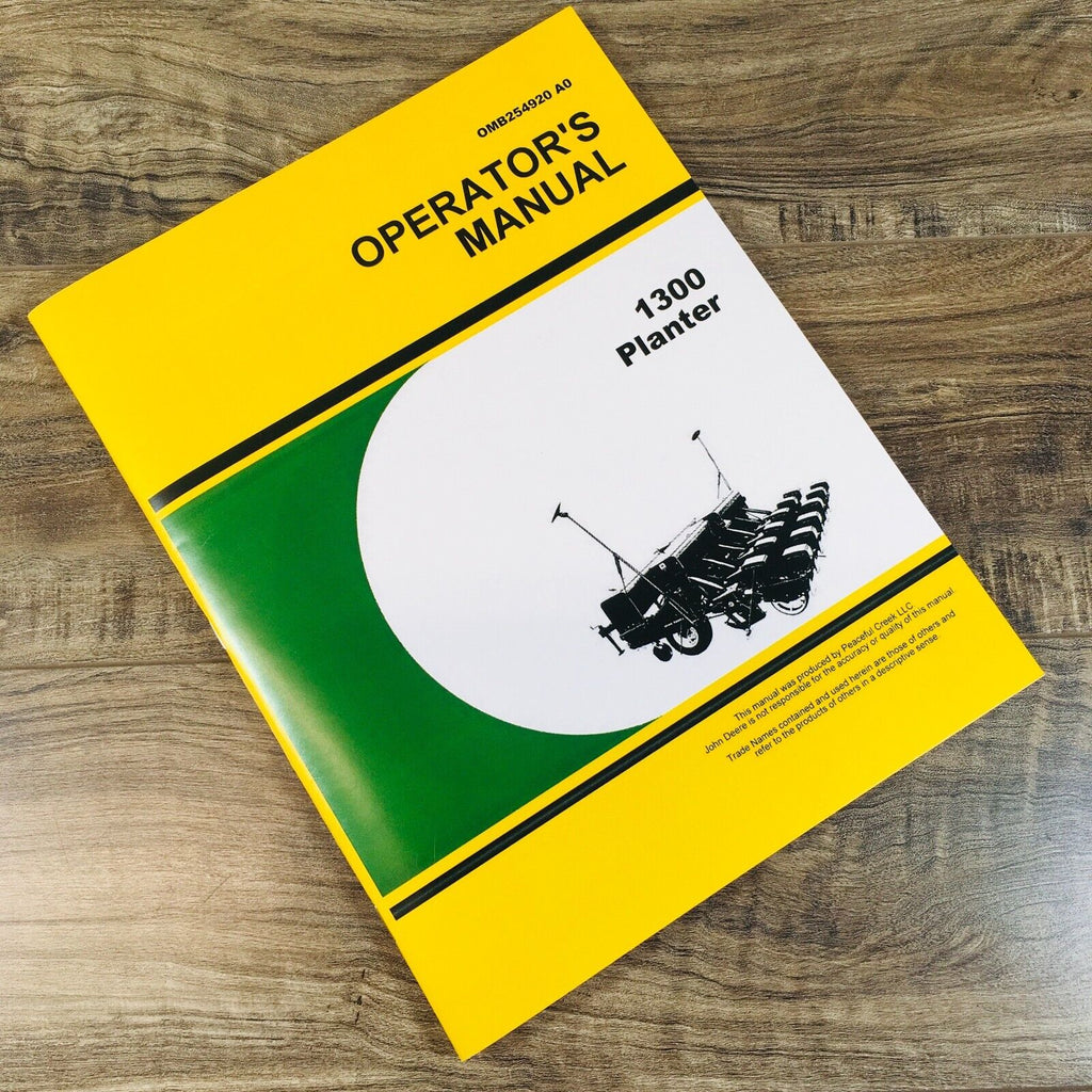Operators Manual For John Deere 1300 Planter Drill Owners Book Maintenance