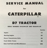 Caterpillar D7 Diesel Crawler Tractor Service Manual Set Workshop 48A6393-UP