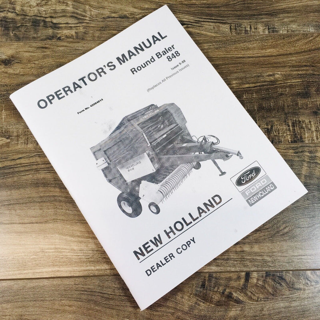 Ford New Holland 848 Round Baler Operators Manual Owners Book Maintenance NH