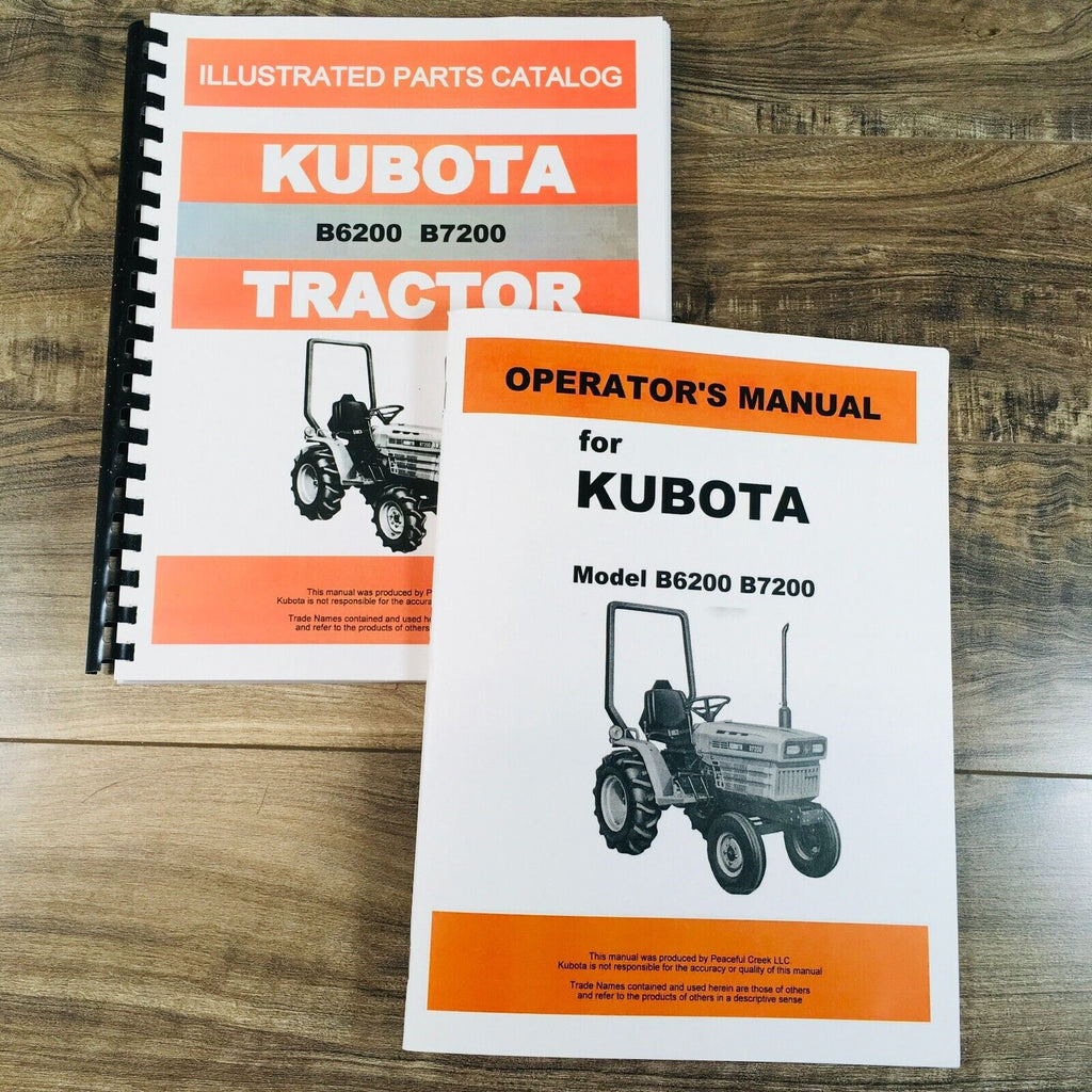 Kubota B6200 B7200 Parts Catalog Operators Manual Owners Repair Shop Workshop