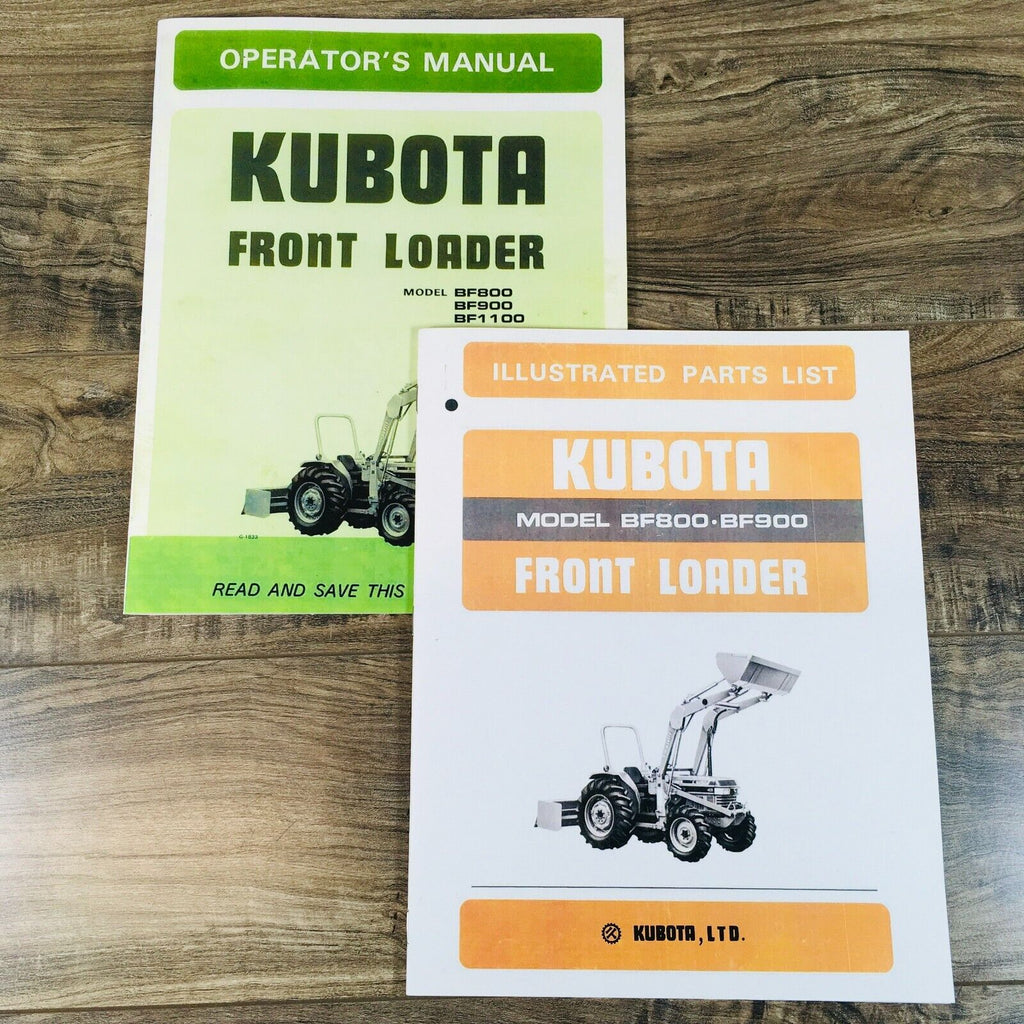 Kubota BF800 BF900 Front Loader for L3350 L3750 L4150 Parts Operators Manual Set