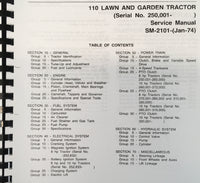Service Manual For John Deere 110 Lawn And Garden Tractor Repair S/N 250,001-