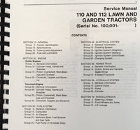 Service Manual For John Deere 110 112 Lawn And Garden Tractor SN 100000-250000