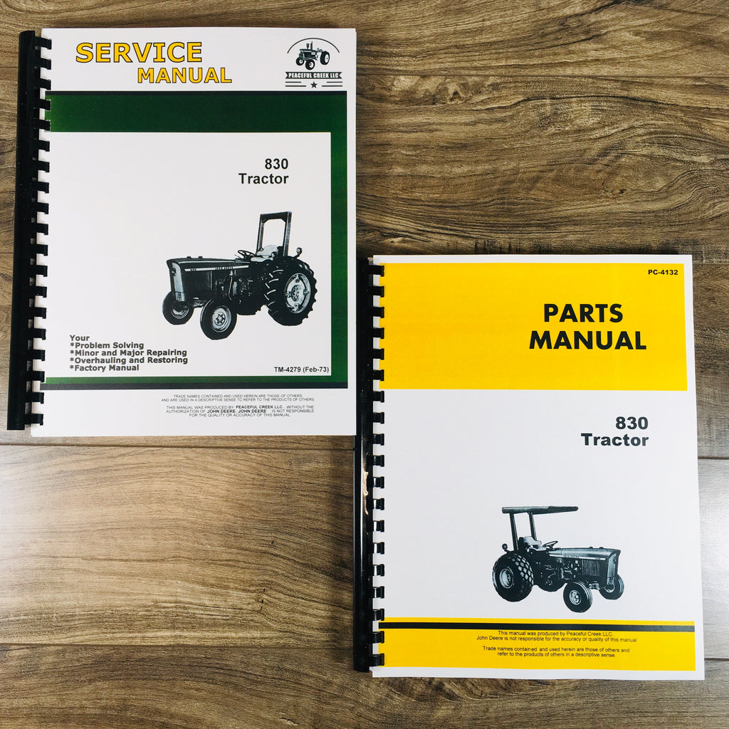 Service Parts Manual Set For John Deere 830 Tractor Repair Catalog 1973-1975