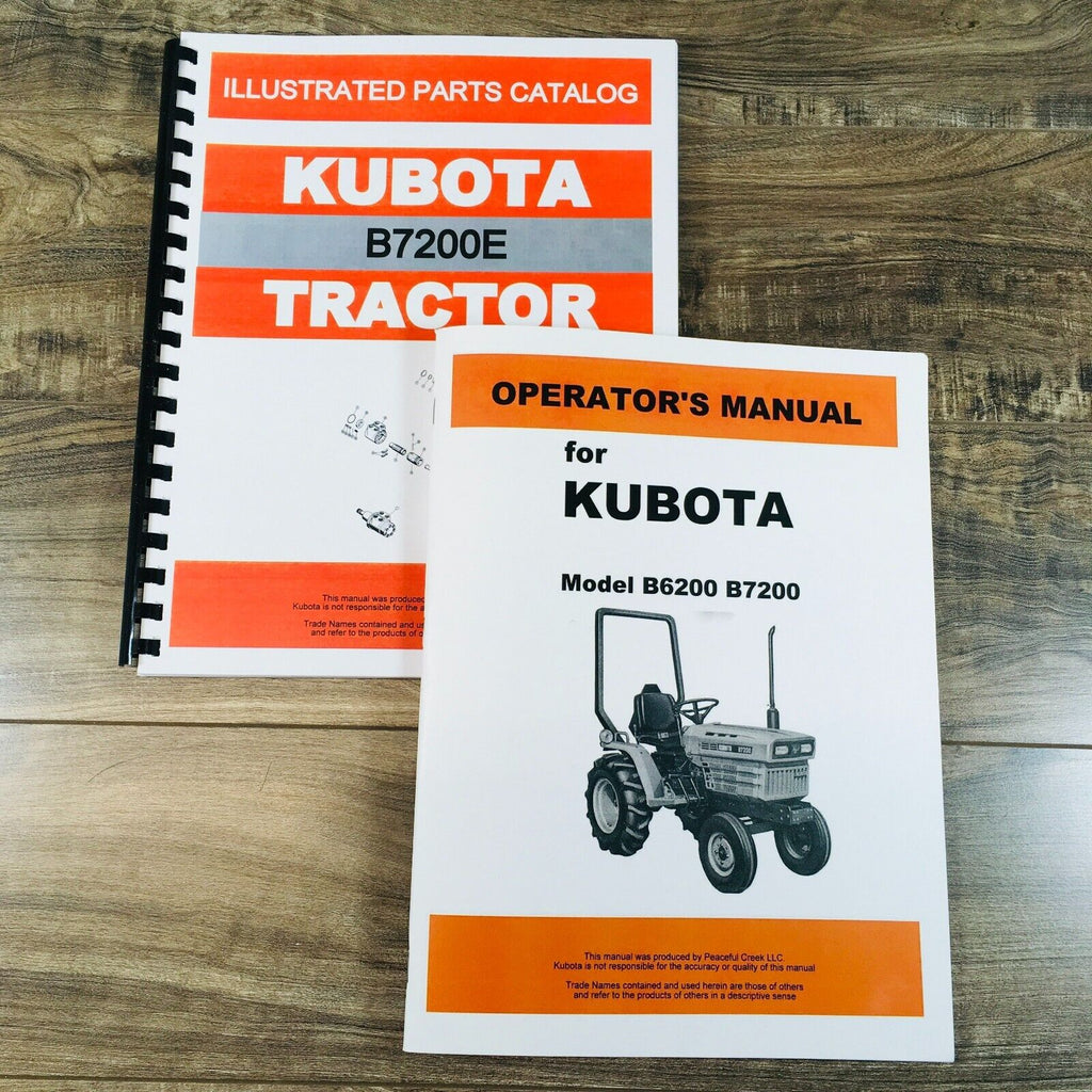 Kubota B7200E Parts Operators Manual Set Catalog Owners Book 2WD