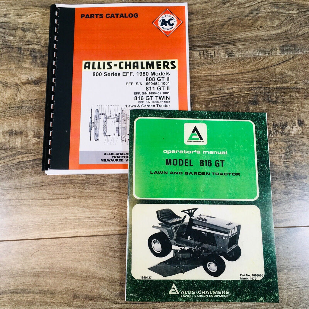 Allis Chalmers 816GT Lawn & Garden Tractor Manual Parts Operators Owners Book AC
