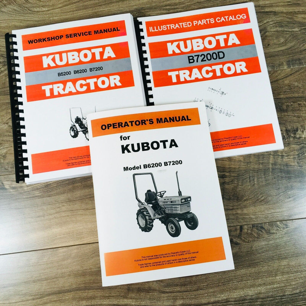 Kubota B7200D Tractor Service Manual Parts Catalog Set Catalog Repair Shop 4WD
