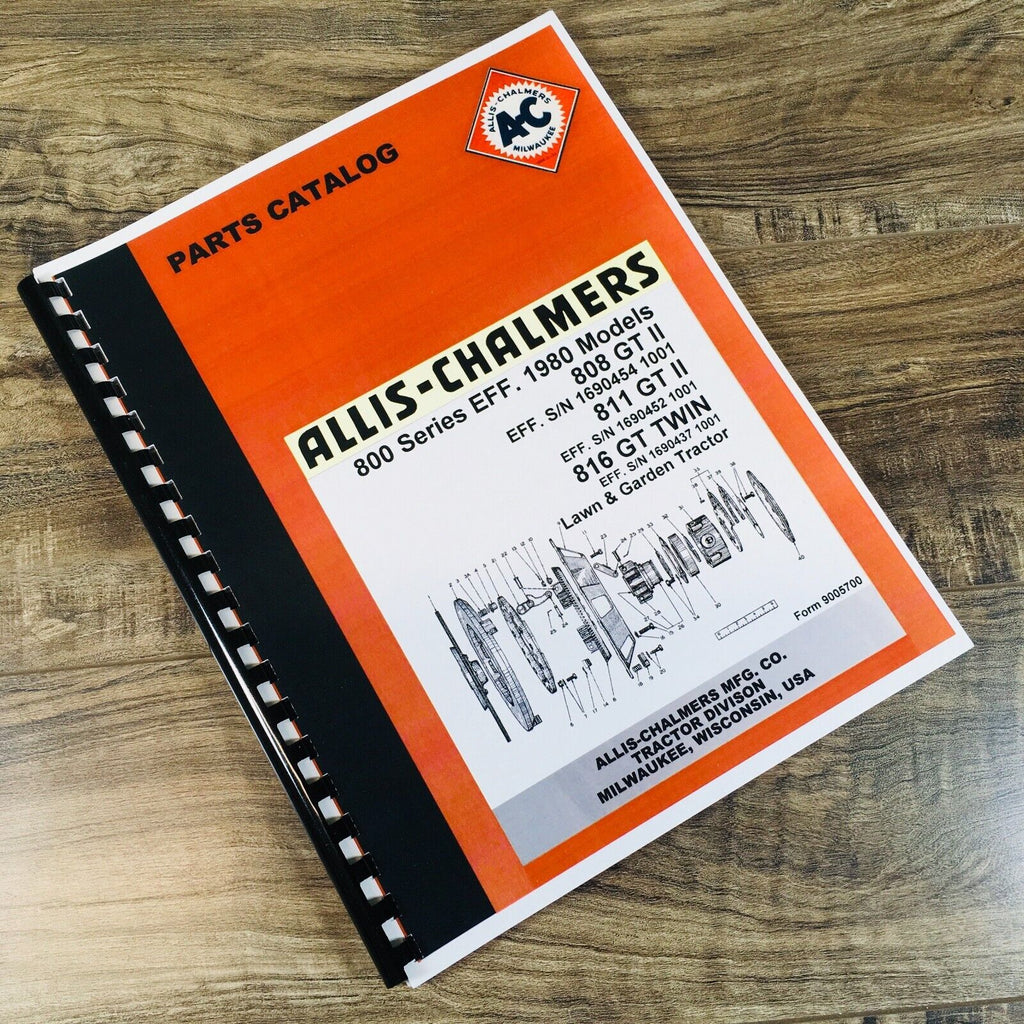Allis Chalmers 808GT 811GT 816GT Twin Lawn & Garden Tractor Parts Manual 1980