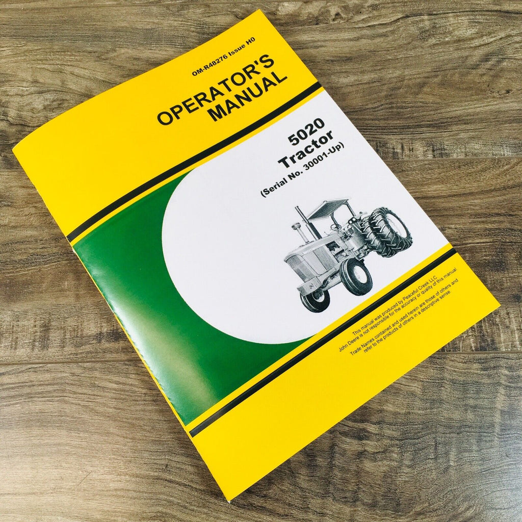 Operators Manual For John Deere 5020 Tractor Owners Maintenance SN 30001-UP JD