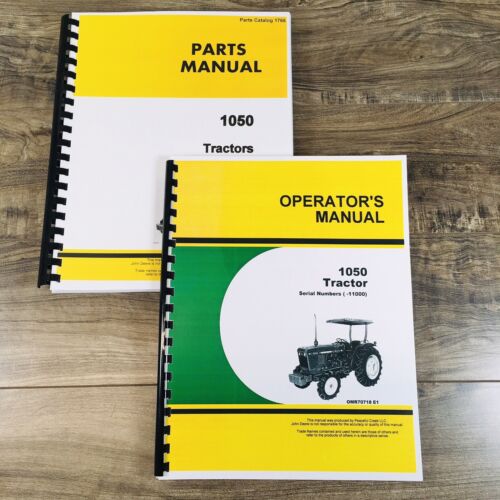 Parts Operators Manual Set For John Deere 1050 Tractor Owners Book S/N 0-11000