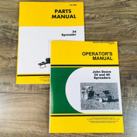 Parts Operators Manual Set For John Deere 34 Spreader Owners Catalog Book JD