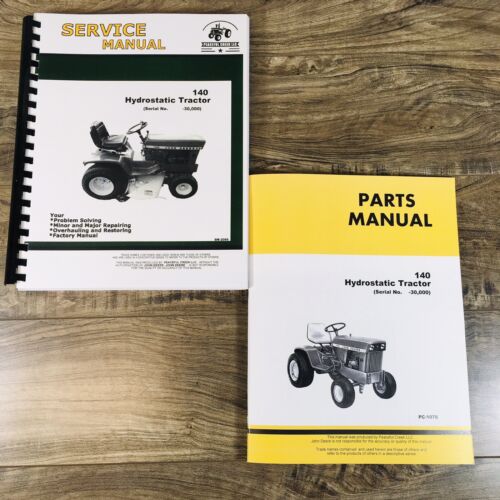 Service Parts Manual Set For John Deere 140 Hydrostatic Tractor S/N 0-30,000 JD