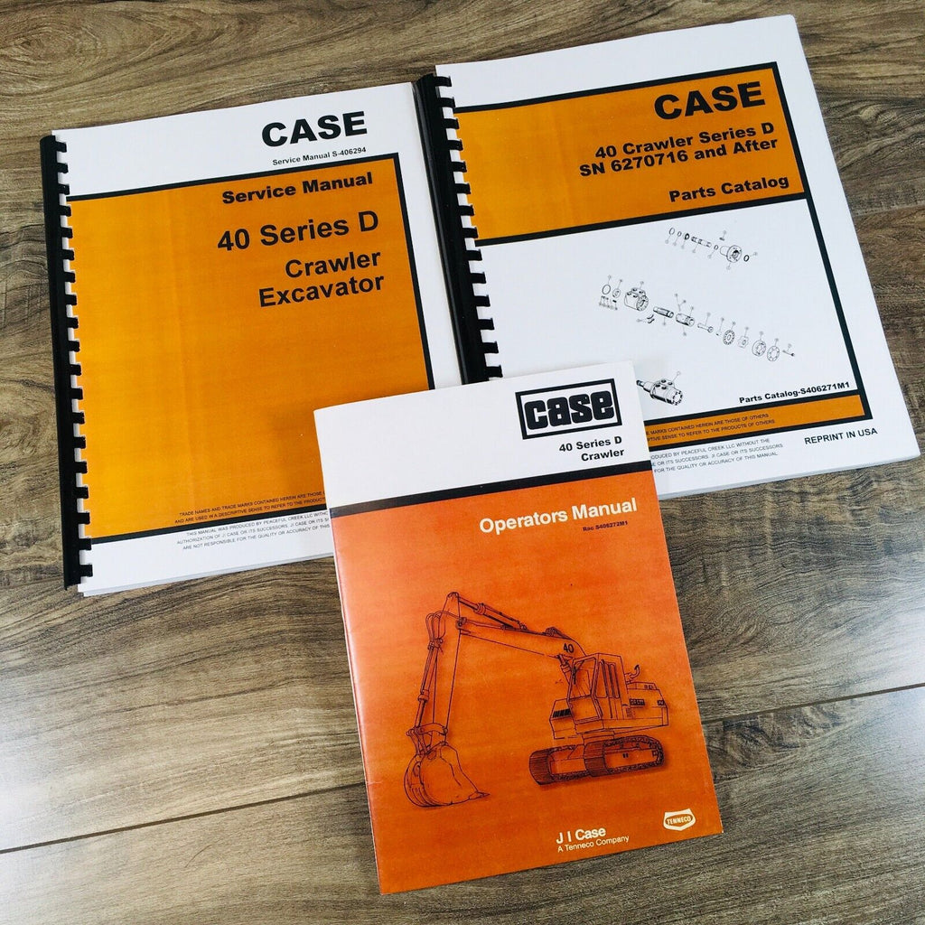 Drott Case 40D Crawler Excavator Service Manual Parts Catalog Operators Set