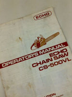ECHO CS-500VL CHAINSAW OPERATORS OWNERS MANUAL CHAIN SAW MAINTENANCE SPECS OIL