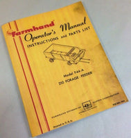 FARMHAND 210 FORAGE-FEEDER F44-A OPERATORS OWNERS MANUAL INSTRUCTIONS PARTS LIST