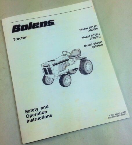 BOLENS MOWER GARDEN TRACTOR 5018H 5019H 5020H SAFETY OPERATORS OWNERS MANUAL-01.JPG