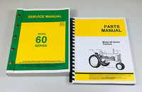 SERVICE MANUAL SET FOR JOHN DEERE MODEL 60 TRACTOR MASTER REPAIR PARTS CATALOG