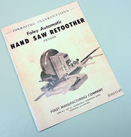 FOLEY BELSAW AUTOMATIC HAND SAW RETOOTHER 385000 OPERATING INSTRUCTIONS MANUAL