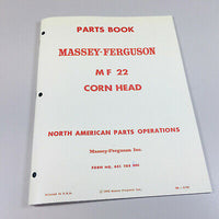 MASSEY FERGUSON 22 CORN HEAD PARTS CATALOG MANUAL