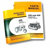 OPERATORS PARTS MANUALS FOR JOHN DEERE 420T 420 TRICYCLE TRACTOR OWNERS CATALOG