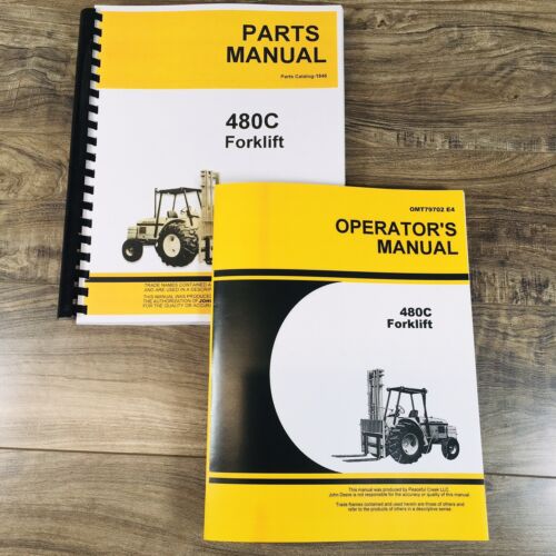Parts Operators Manual Set For John Deere 480C Forklift Owners Book Catalog