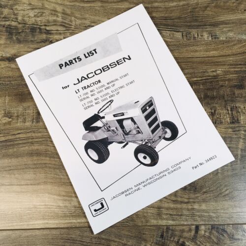 Jacobsen Lt-700 53100 Lt-750 53105 Chief Garden Tractor Parts Manual S/N 1601-Up
