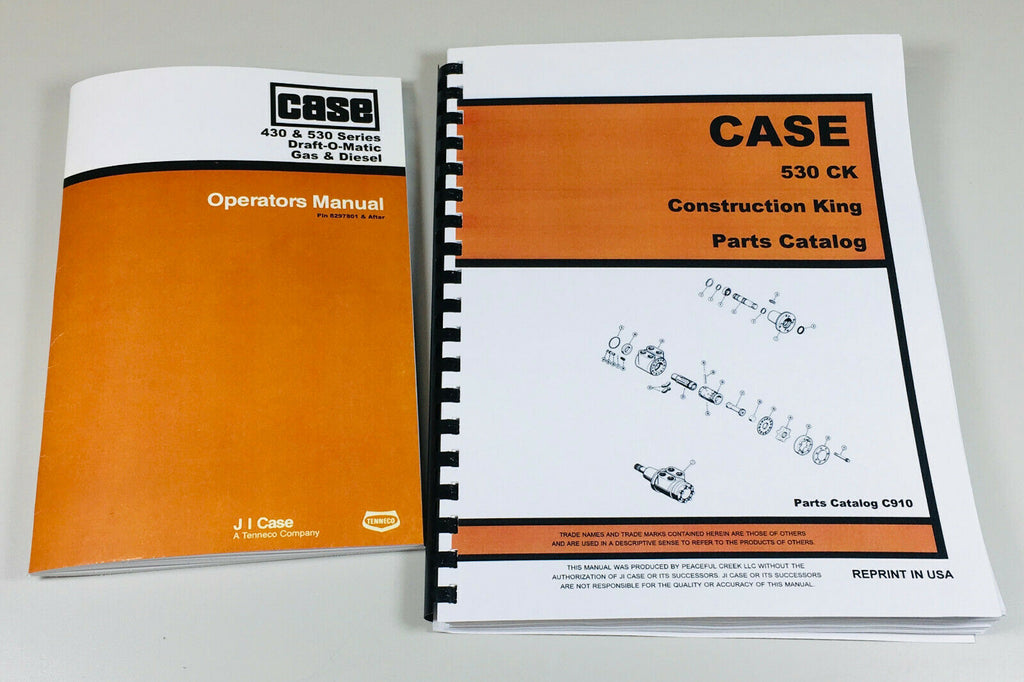 CASE 530 DRAFT O MATIC TRACTOR OPERATORS OWNERS MANUAL PARTS CATALOG SET-01.JPG