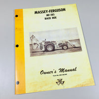 MASSEY FERGUSON MF 185 BACKHOE OPERATORS OWNERS MANUAL MAINTENANCE ADJUSTMENTS