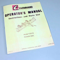 FARMHAND POWER DISC F201-B OPERATORS OWNER MANUAL INSTRUCTION PARTS LIST CATALOG