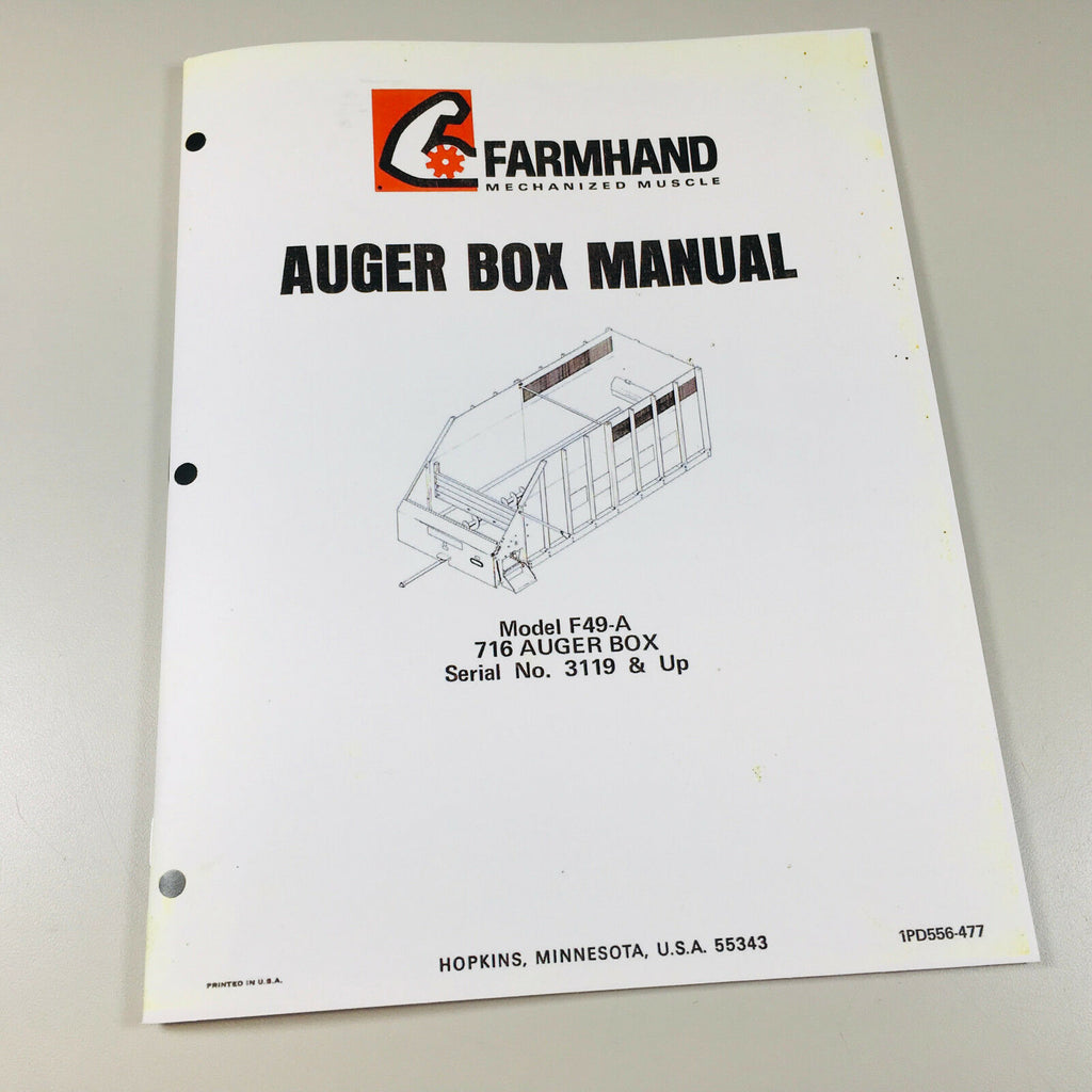 FARMHAND 716 AUGER BOX F49-A OPERATORS MANUAL INSTRUCTION PARTS LIST CATALOG-01.JPG