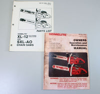 SET HOMELITE XL12 CHAINSAW OWNERS OPERATOR PARTS MANUAL MAINTENANCE CATALOG LIST