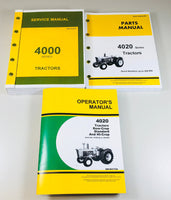 Service Parts Operators Manual Set John Deere 4020 4000 Tractor Catalog 91000-Up