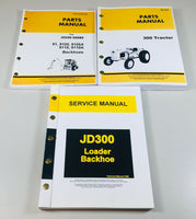 SERVICE MANUAL PARTS CATALOG SET FOR JOHN DEERE 300 JD300 TRACTOR LOADER BACKHOE