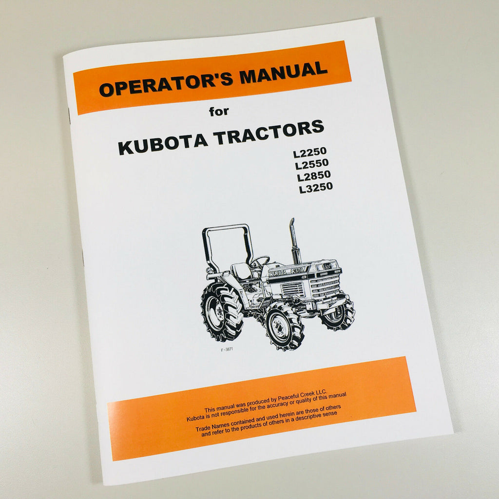 KUBOTA L2250 L2550 L2850 L3250 TRACTOR OPERATORS OWNERS MANUAL PRINTED BOOK New-01.JPG