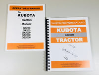 KUBOTA G5200H TRACTOR OPERATORS OWNERS MANUAL PARTS CATALOG SET