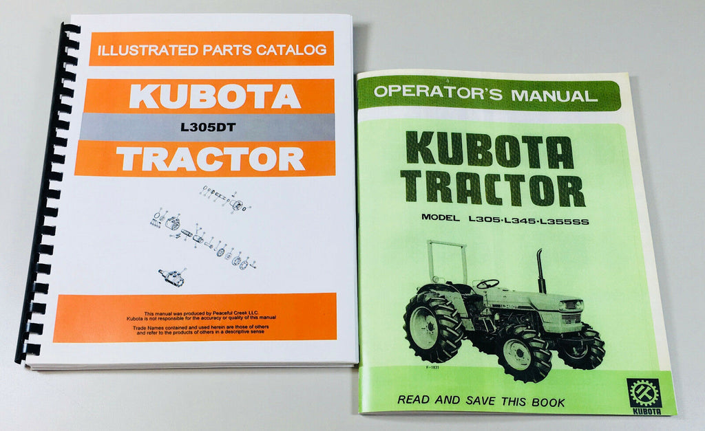 KUBOTA L305 L305DT TRACTOR OPERATORS OWNERS MANUAL PARTS CATALOG SET 4WD 2WD-01.JPG