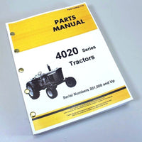 PARTS MANUAL FOR JOHN DEERE 4020 4000 TRACTOR CATALOG ASSEMBLY Serial 201,000 up