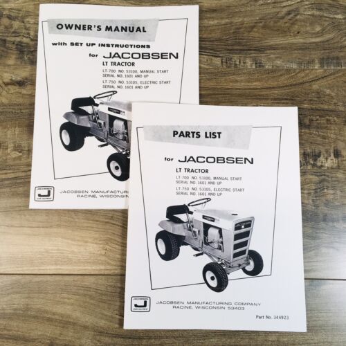 Jacobsen Chief Lt-700 No. 53100 Garden Tractors Parts Operators Manual Set 1601-