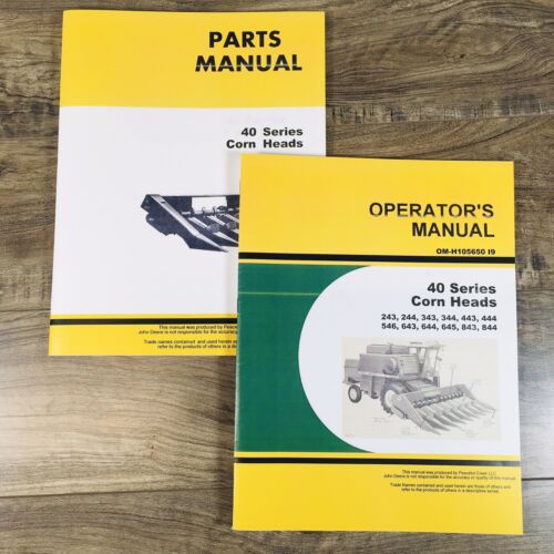 Parts Operators Manual Set For John Deere 243 244 343 344 443 444 546 Corn Head