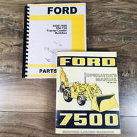 Ford 7500 Tractor Loader Backhoe Parts Operators Manual Owners Set Catalog Book