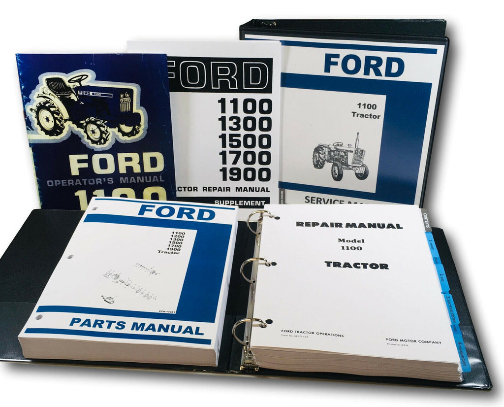 Ford 1100 Tractor Service Operators Parts Manual Supplement Set Repair Shop Book