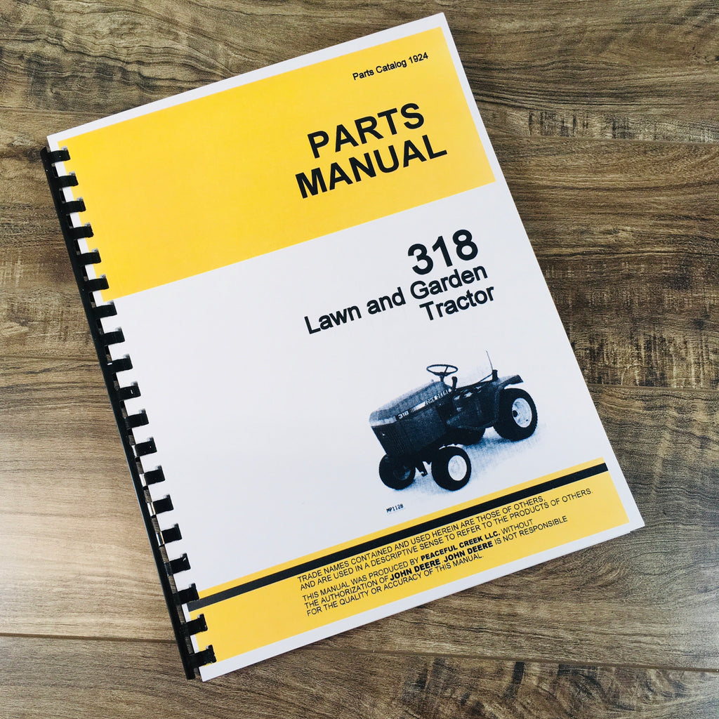 Parts Manual For John Deere 318 Lawn