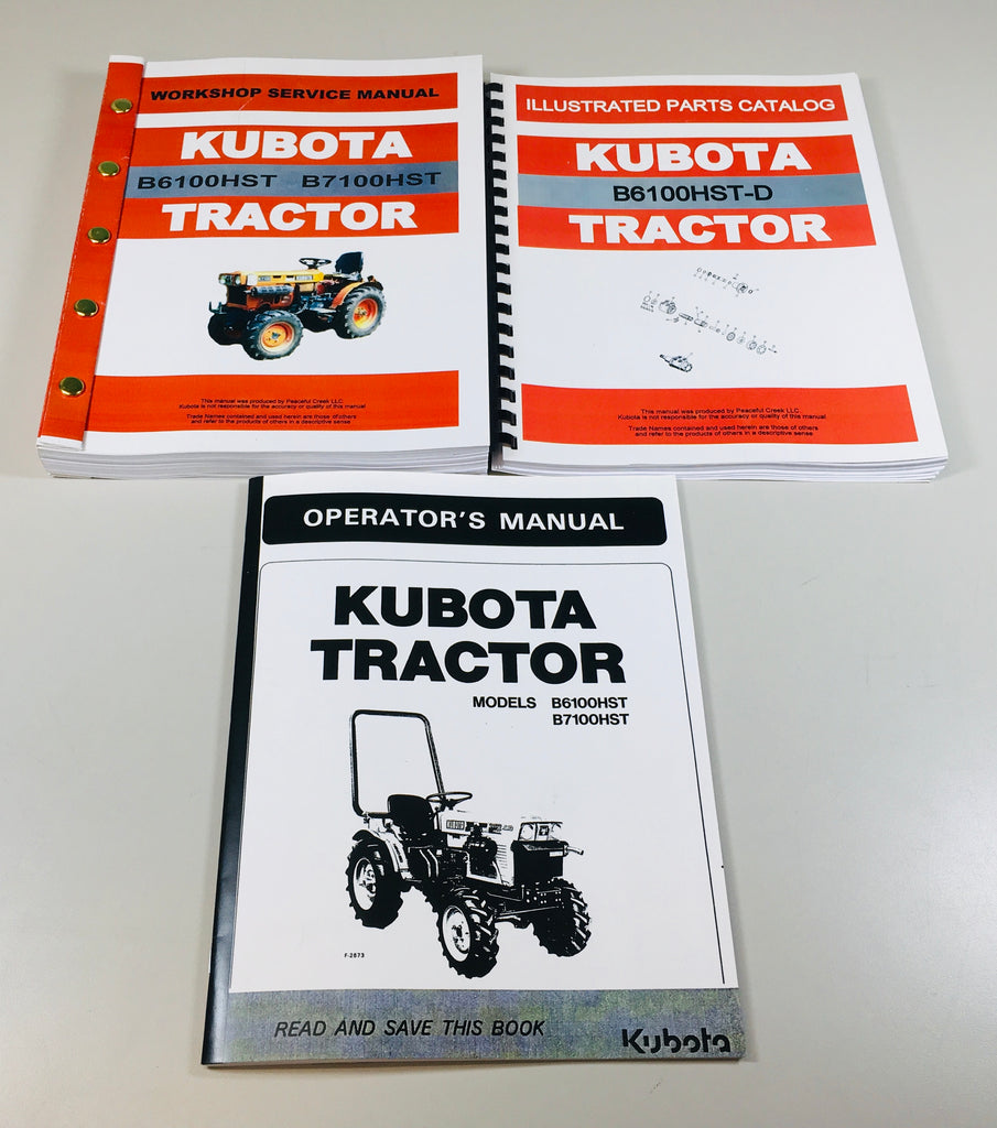 KUBOTA B6100HST-D TRACTOR SERVICE PARTS OPERATORS MANUAL OWNERS CATALOG BOOK