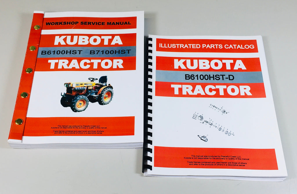 KUBOTA B6100HST-D TRACTOR SERVICE REPAIR MANUAL PARTS CATALOG TECH SHOP BOOK
